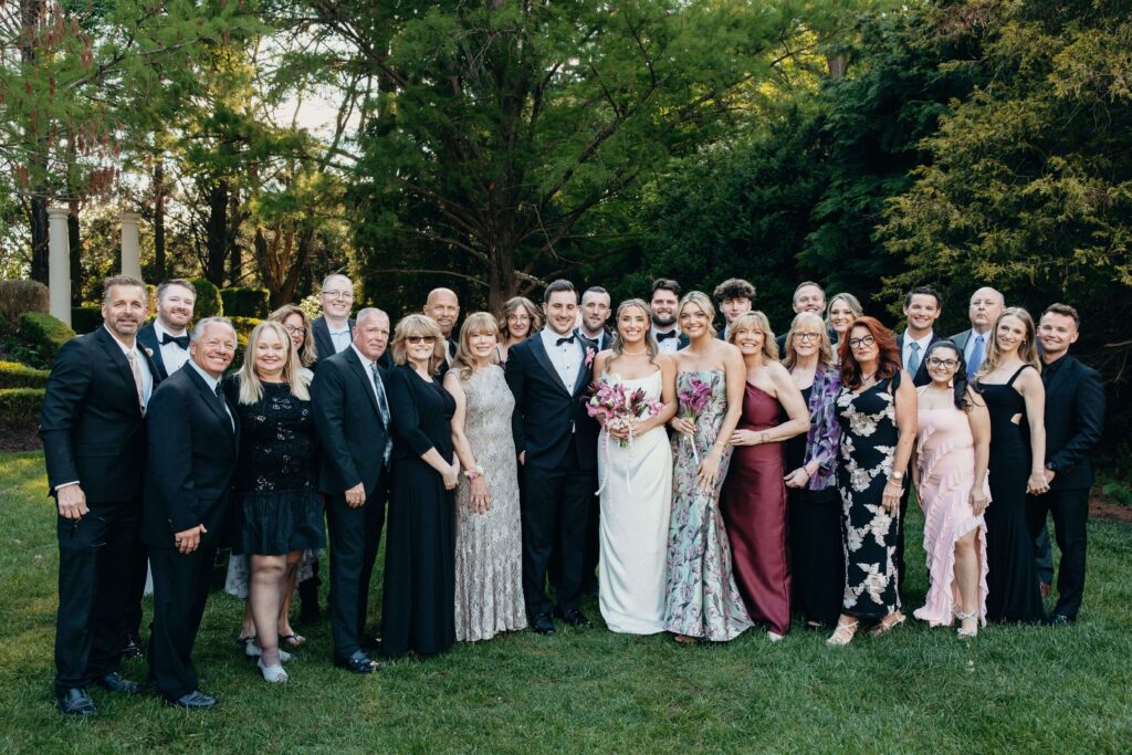 Shay and Kevin with family after their wedding ceremony at The Ashford Estate