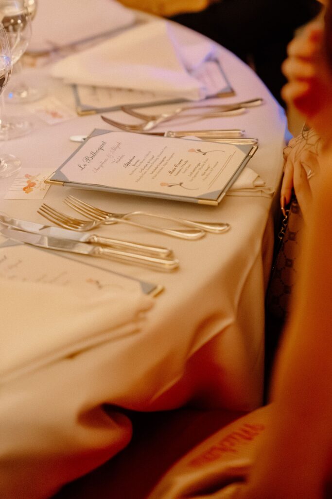 Wedding Dinner Table Details at Le Bilboquet