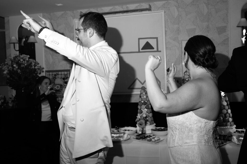 Newlyweds dancing together during their wedding reception at Le Bilboquet, New York City | New Jersey wedding photographer
