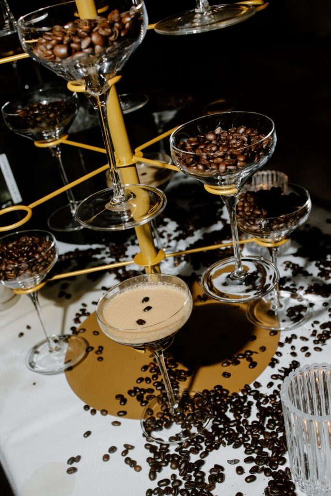 Espresso martini wedding reception details at Le Bilboquet