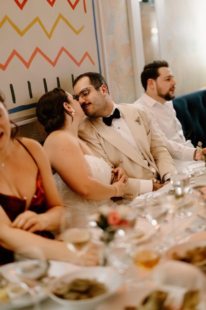 Newlyweds Sharing a Kiss at Le Bilboquet