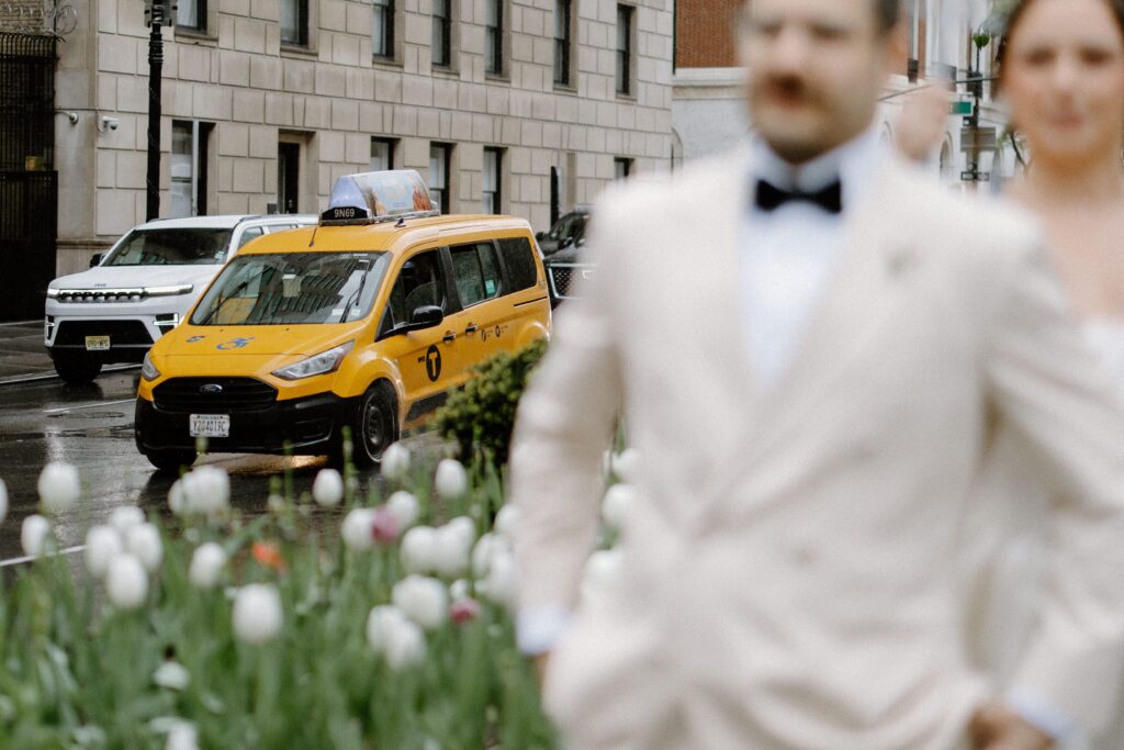 Wedding couple photos at Le Bilboquet by a Manhattan wedding photographer