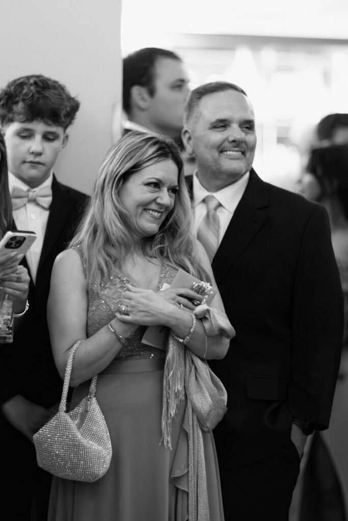 Wedding guests enjoying cocktail hour at Le Bilboquet