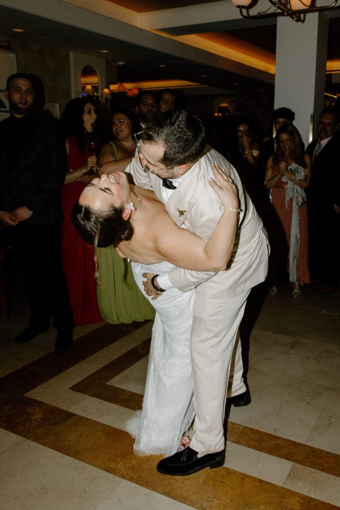 Newlyweds sharing a dance at Le Bilboquet